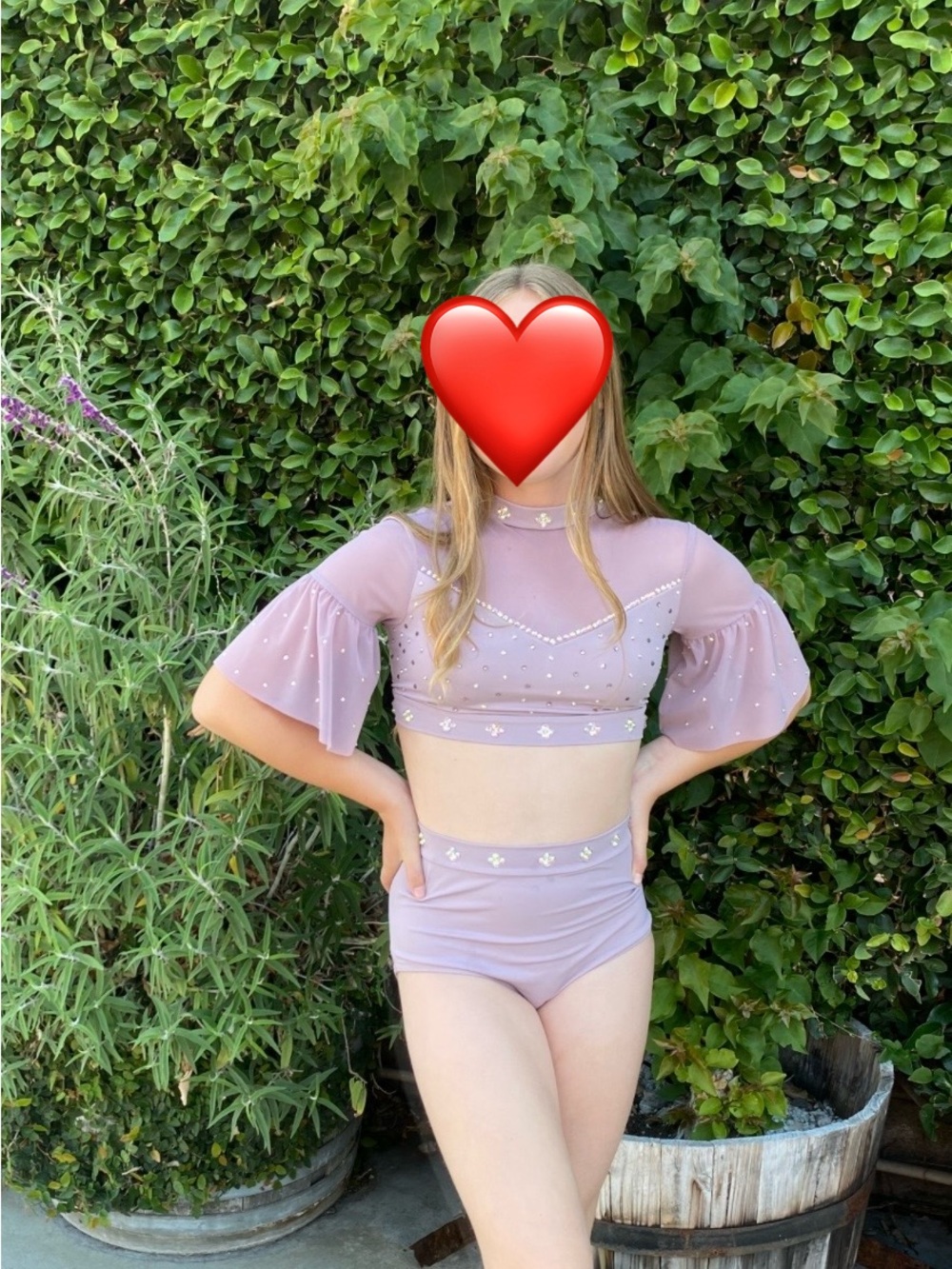 Kelle Butterflies Stoned Dance Crop Top & High-Waist Briefs. Lilac. Size teen